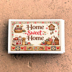 Home Sweet Home Cross-Stitch Matchbook, Rustic Cottage Decor Accessory
