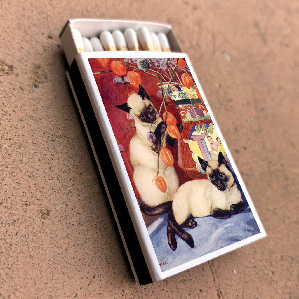 Siamese Cat Matchbox | Decorative Matches for Candles & Incense | Cat Lover Home Decor Gift