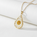 Teardrop Handmade Preserved Floral Specimen Pendant Necklace, Botanical Resin Jewelry, Gift for Her