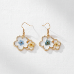 Mixed Dried Flower Dangle Earrings, Artisan Botanical Jewelry, Nature Inspired Floral Gift for Her