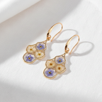 Blue Dried Flower Resin Earrings, Botanical Floral Dangle Earrings, Nature Inspired Gift for Her
