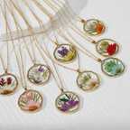 Colorful Preserved Daisy Pendant Necklace, Real Dried Flower Resin Jewelry, Botanical Nature Inspired Gift for Her
