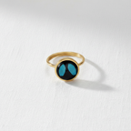 Black Dried Flower Adjustable Ring, Geometric Botanical Resin Jewelry, Nature Inspired Gift for Her