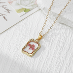Real Dried Flower Frame Necklace, Adjustable Botanical Resin Pendant, Nature Inspired Gift for Her
