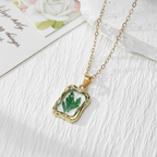 Real Dried Flower Frame Necklace, Adjustable Botanical Resin Pendant, Nature Inspired Gift for Her