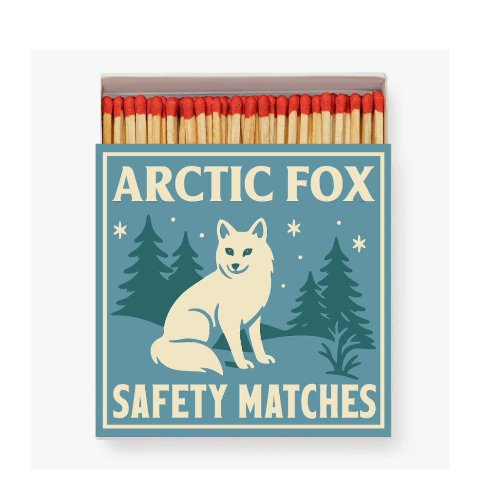 Arctic Fox Safety Matches | Camp Critters Matchbox | Winter Woodland Decor | Candle Matches | Made in USA