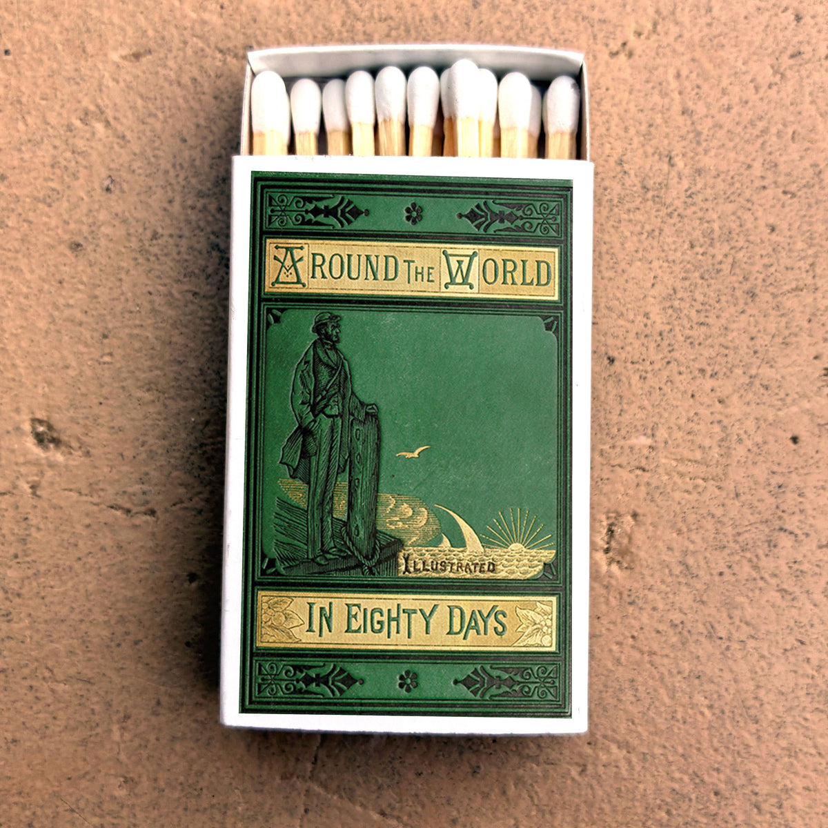 Jules Verne Around the World in 80 Days Matchbook, Literary Collectible Gift Matches