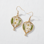 Colorful Dried Flower Resin Drop Earrings, Botanical Floral Jewelry, Nature Inspired Dangle Earrings, Gift for Her