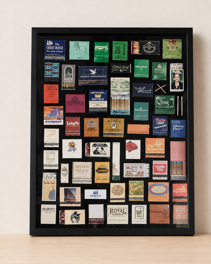 Rainbow Ombre Vintage Matchbook One of a Kind Home Decor with Black Frame