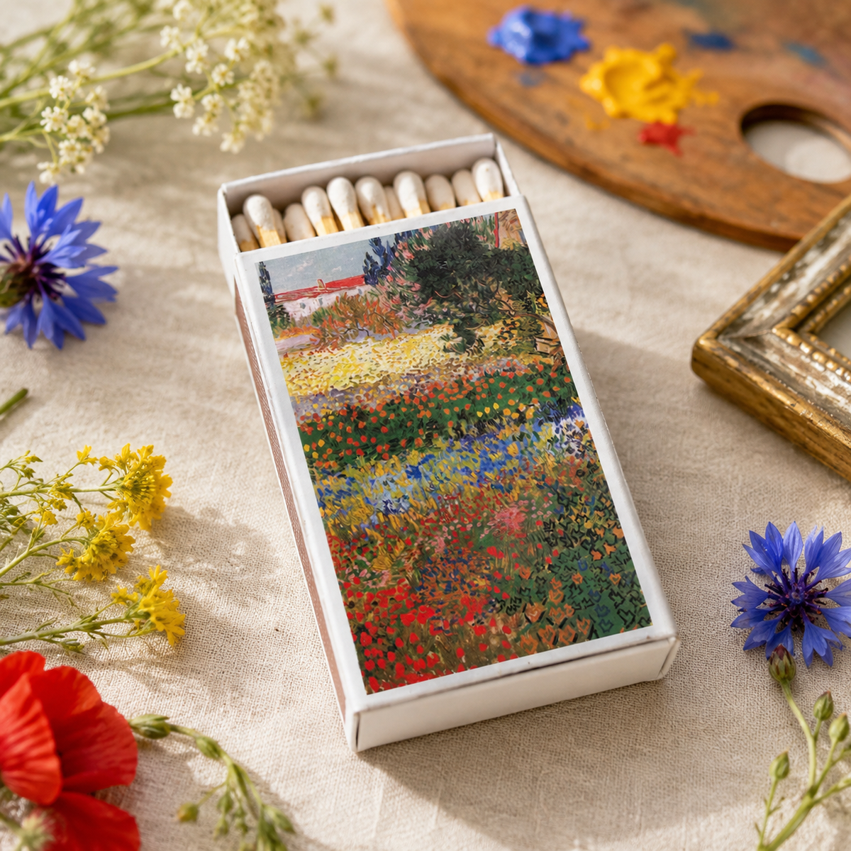 Van Gogh Floral Matchbook, Vintage Art Matchbook Cover, Flower Garden Decor, Collectible Artwork