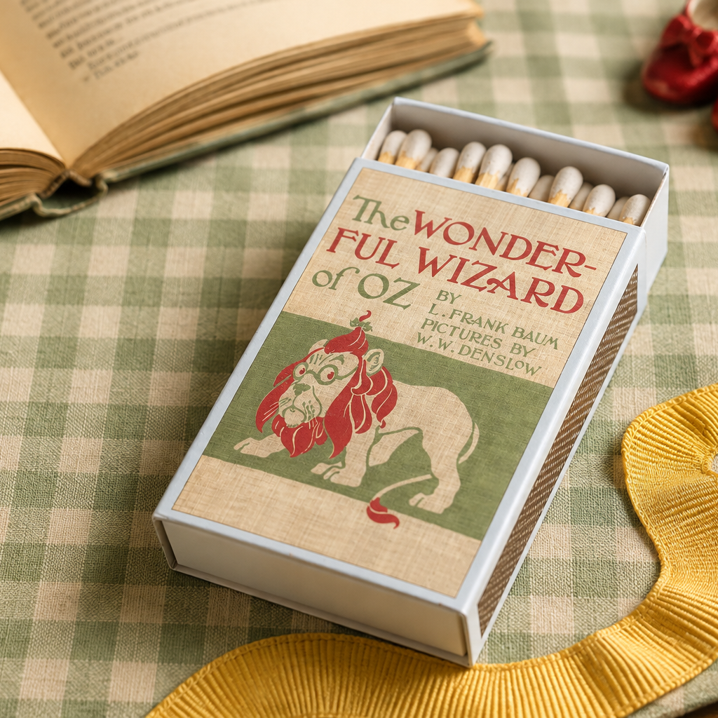 Wizard of Oz Matchbook, L. Frank Baum Book Cover, Candle Accessory (20-23 Matches)