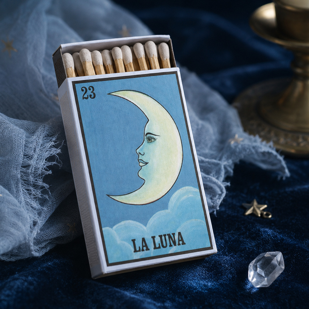 Lotería Luna Matchbook, Mexican Folk Art, Moon Tarot Decor (20-23 Matches)