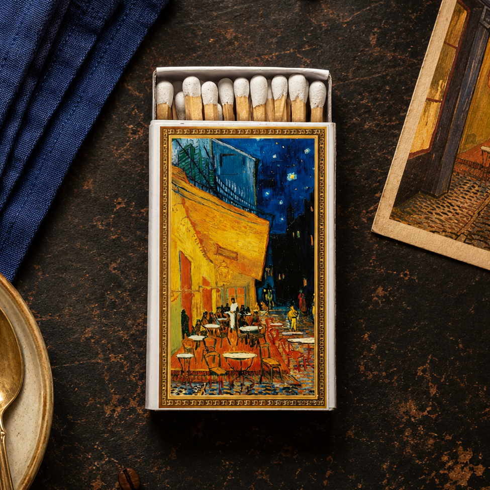 Van Gogh Café Terrace at Night Matchbook, Vintage Art Collectible, Home Decor for Candles, Art Lover Gift