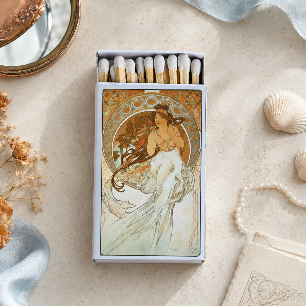 Mucha Art Matchbook, Music Print Collectible, Vintage Matchbook Cover, Art Nouveau Home Decor