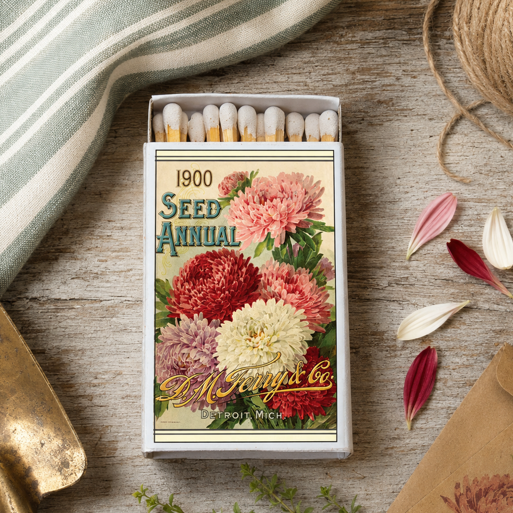 Flowers Seed Annual Matchbook, Vintage Garden Collectible, Retro Matchbook Cover, Floral Home Decor, Candle Lighting Accessory, Gardening Gift