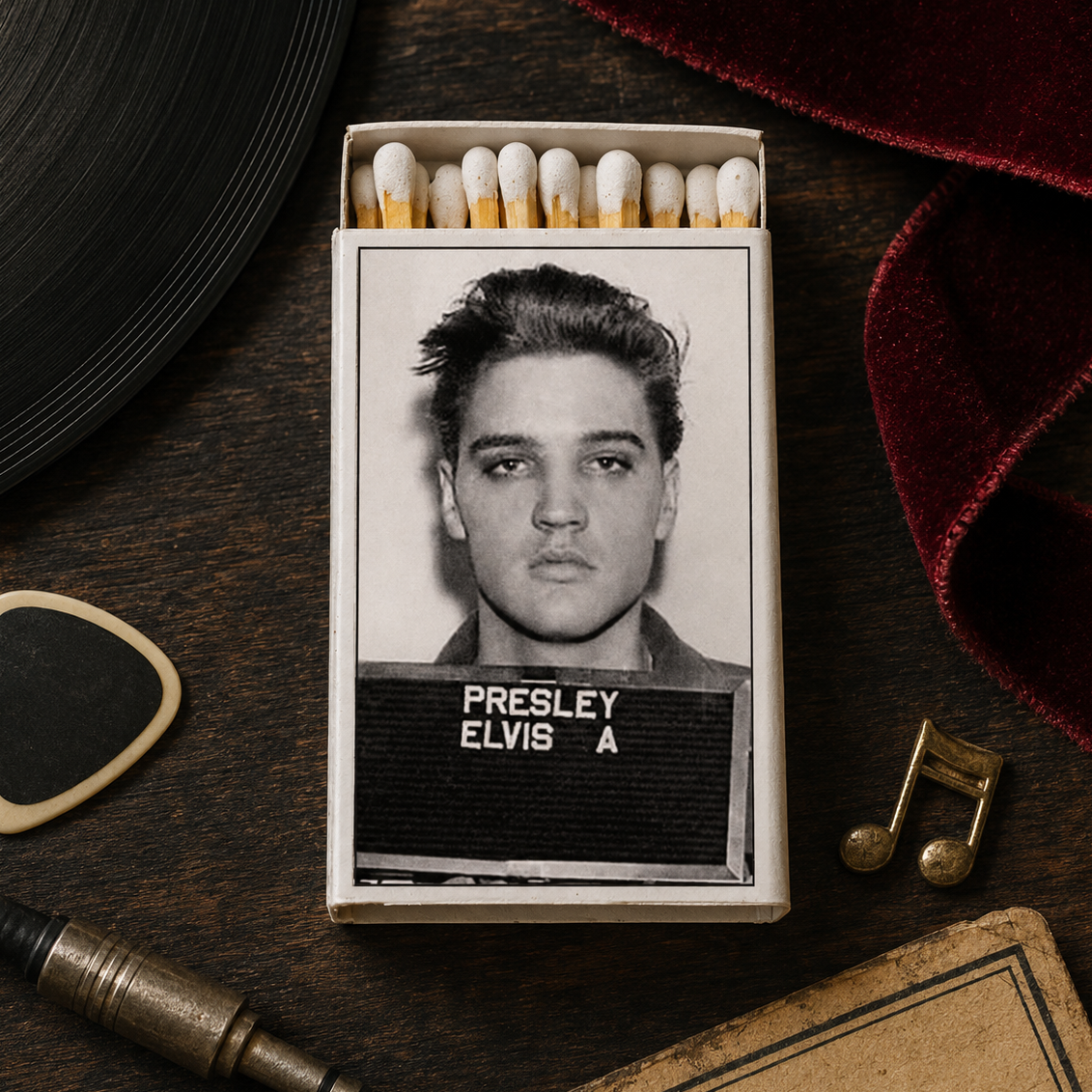 Celebrity Mug Shot Matchbook, Vintage Pop Culture Collectible, Retro Matchbook Cover, Celebrity Memorabilia, Candle Lighting Accessory, Unique Home Decor