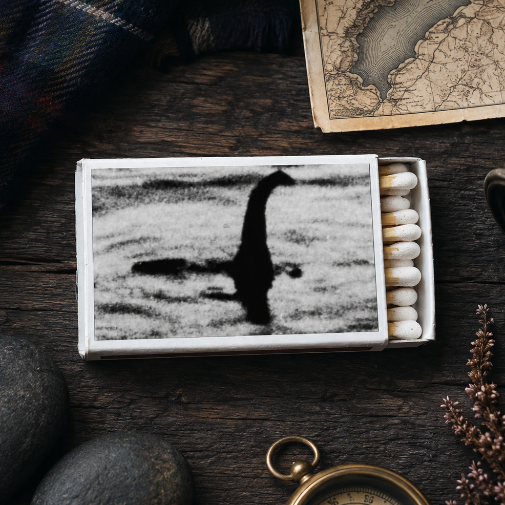 Loch Ness Monster Matchbook, Cryptid Collectible, Vintage Matchbook Cover, Nessie Home Decor, Candle Lighting Accessory, Mythical Creature Gift