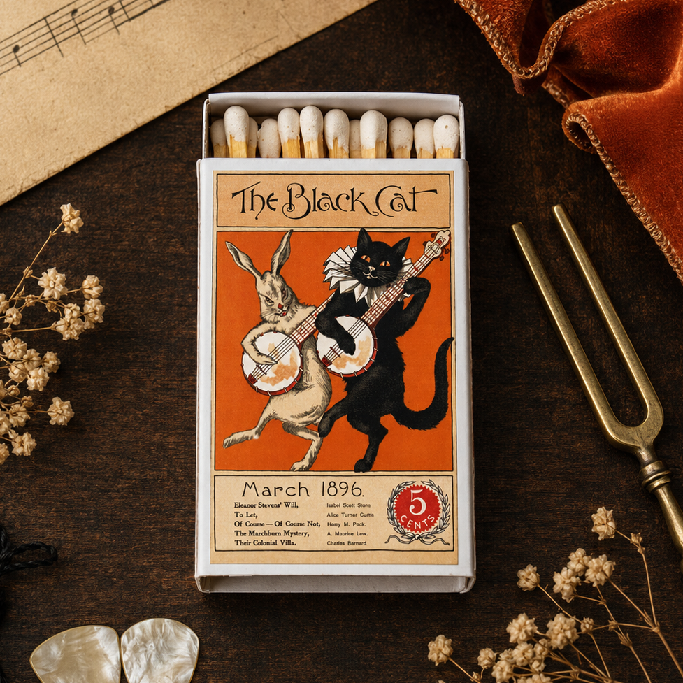 Black Cat Magazine Matchbook, Vintage Pulp Magazine Collectible, Retro Matchbook Cover, Cat Lover Decor, Candle Lighting Accessory, Ephemera Gift
