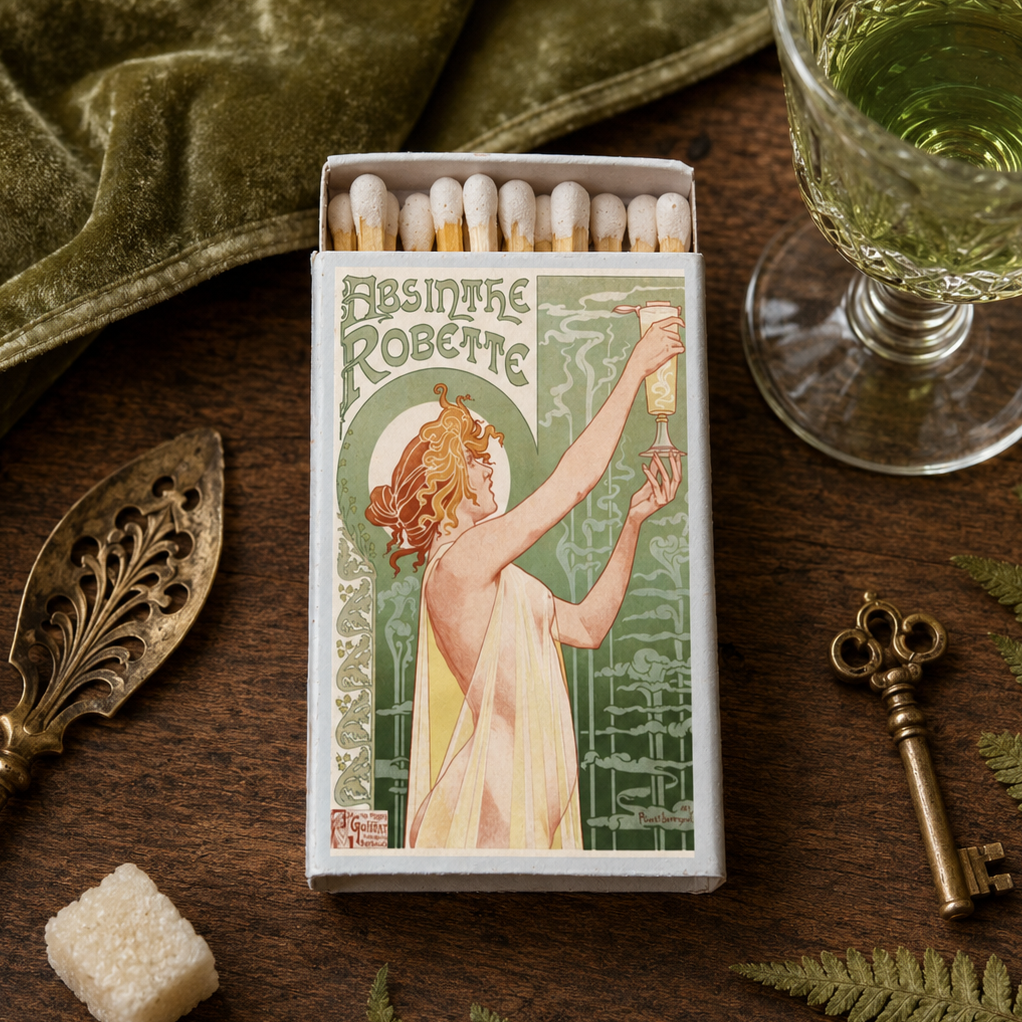 Absinthe Matchbook Cover, Vintage Art Nouveau Poster Collectible, Home Decor for Candles & Incense