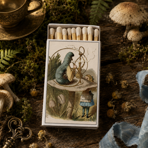 Alice in Wonderland & Caterpillar Matchbook, Classic Literature Collectible, Vintage Matchbook Cover, Book Lover Gift, Candle & Incense Decor