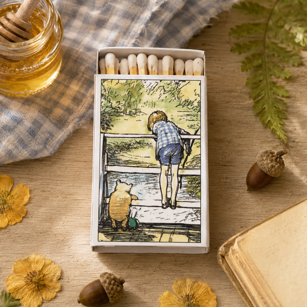 Winnie the Pooh Poohsticks Matchbook, Classic Children's Book Collectible, Vintage Matchbook Cover, Book Lover Gift, Candle Lighting Accessory