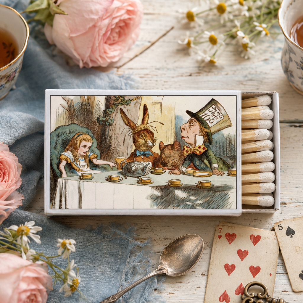 Alice in Wonderland Tea Party Matchbook, Classic Literature Collectible, Vintage Matchbook Cover, Book Lover Gift, Whimsical Home Decor