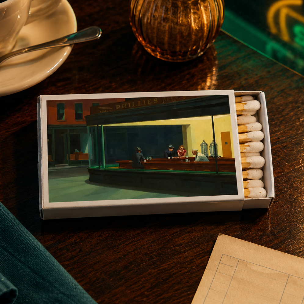 Nighthawks Hopper Matchbook, Edward Hopper Art Collectible, Vintage Matchbook Cover, American Realism Home Decor, Candle Lighting Accessory