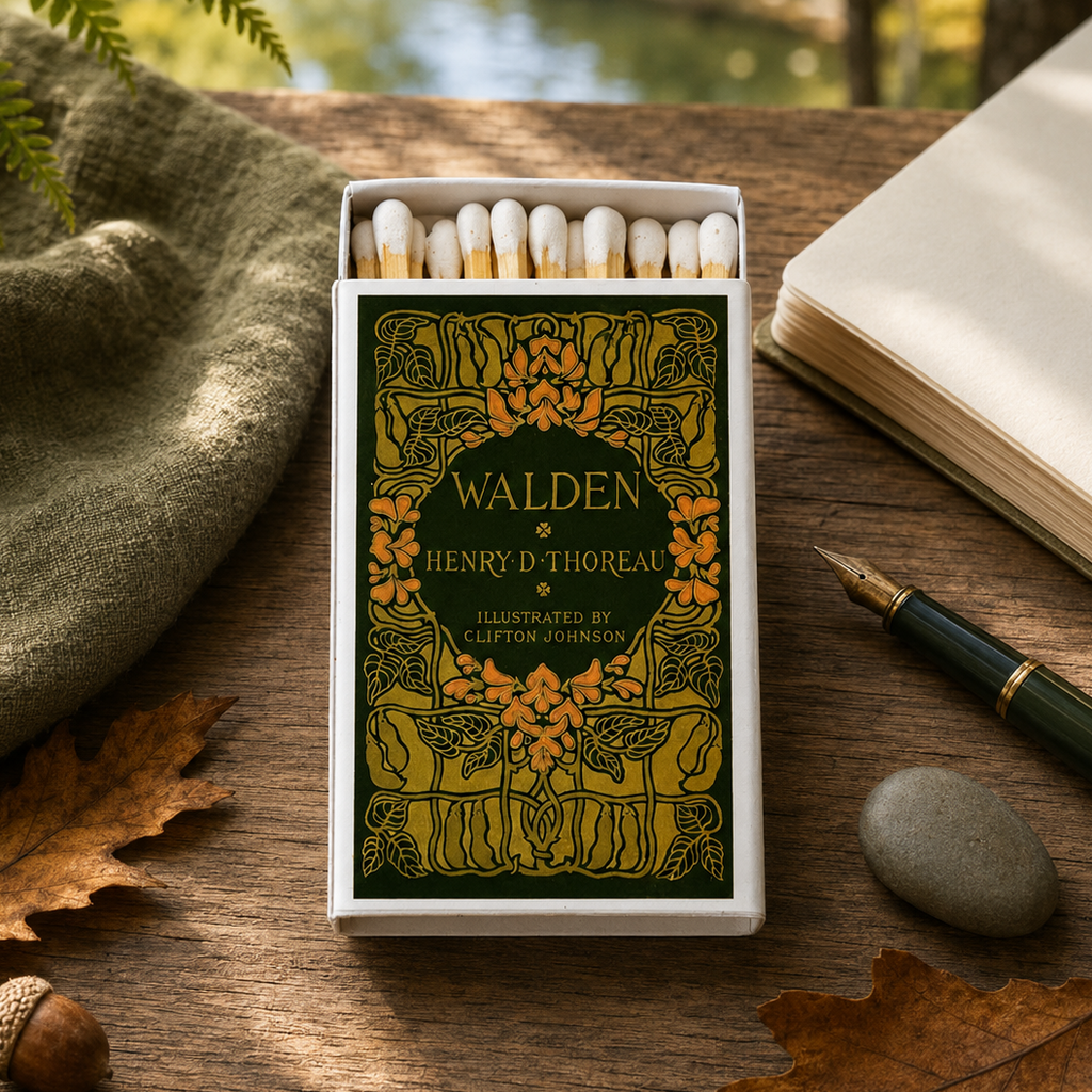Walden Thoreau Matchbook, Classic Literature Collectible, Vintage Matchbook Cover, Henry David Thoreau Book Lover Gift, Candle & Incense Accessory