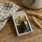 American Gothic Matchbook Cover, Grant Wood Painting Collectible, Vintage Art Decor, Home Decor for Candles