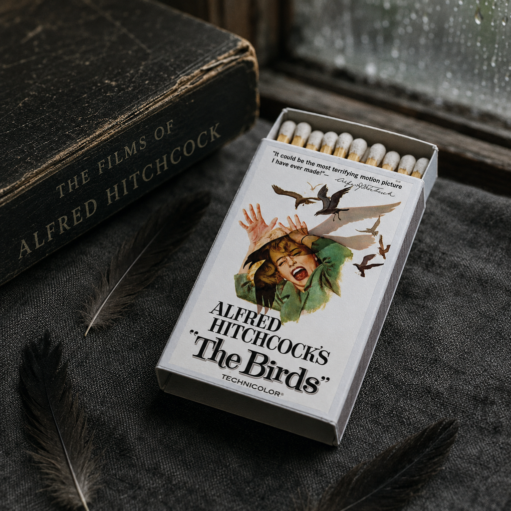 The Birds Movie Matchbox – Classic Thriller Matches, Alfred Hitchcock Film Gift