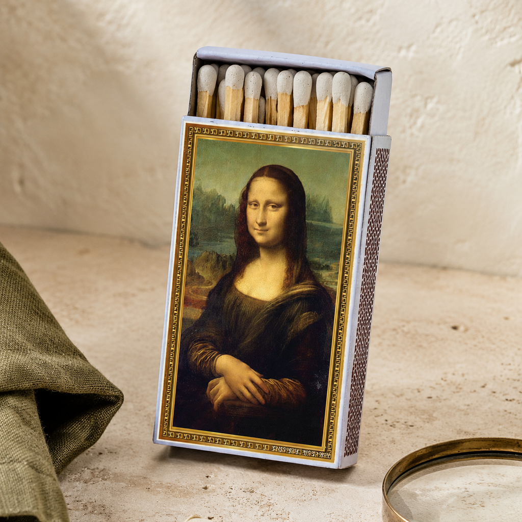 Mona Lisa Art Matchbook, Renaissance Artwork Collectible, Vintage Home Decor, Candle Lighting Accessory