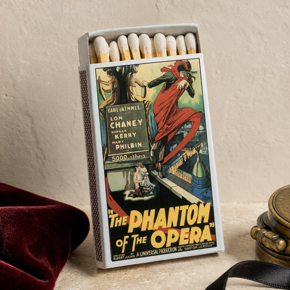 Phantom of the Opera Movie Poster Matchbook, Vintage Horror Movie Collectible, Retro Matchbook Cover, Classic Monster Decor, Candle Accessory