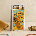 Van Gogh Sunflowers Matchbook, Impressionist Art Collectible, Candle Accessory (20-23 Matches)