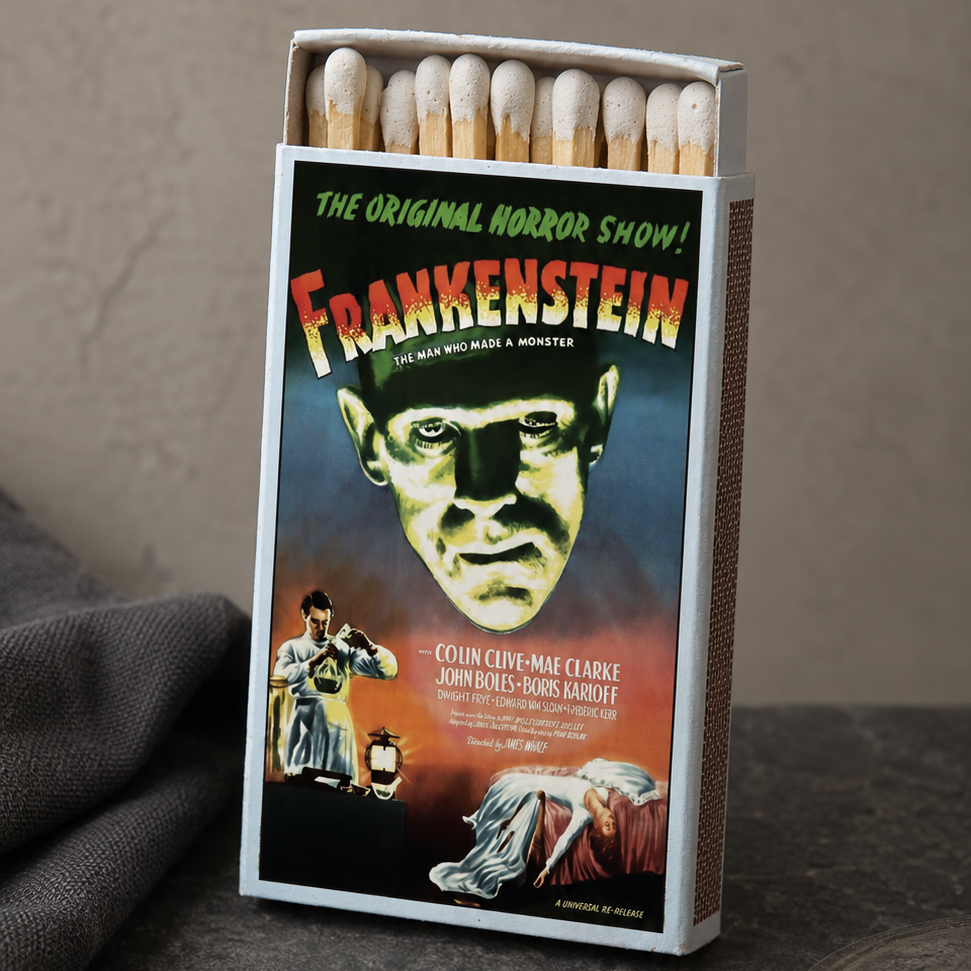 Vintage Frankenstein Monster Movie Poster Matchbook, Horror Film Memorabilia, Retro Collectible, Home Decor for Candles