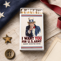 Uncle Sam Matchbox – “I Want You” Vintage Poster Matches, Patriotic Americana Gift