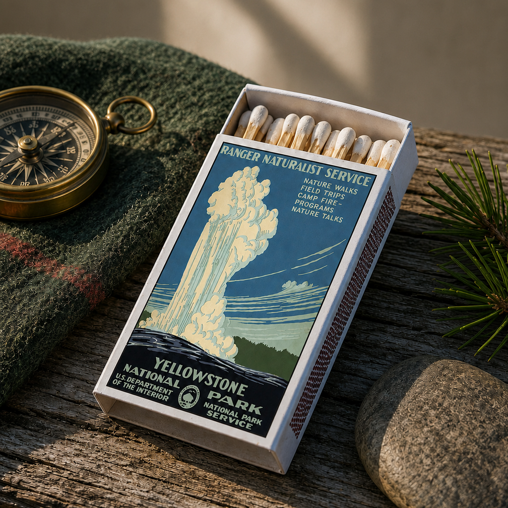 Vintage Yellowstone Matchbook, National Park Memorabilia, Retro Travel Poster Collectible, Nature Decor