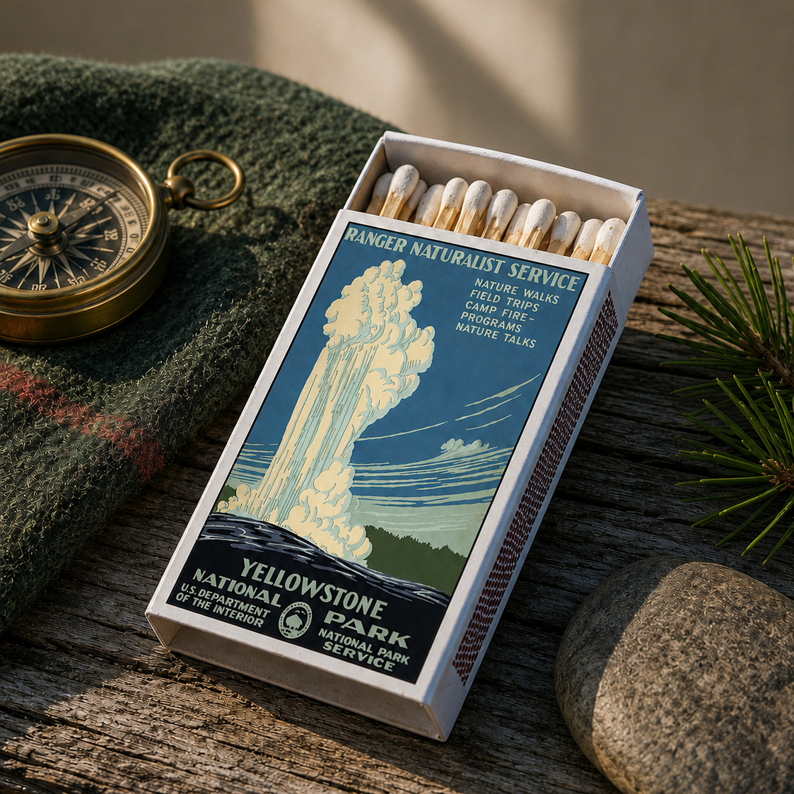 Vintage Yellowstone Matchbook, National Park Memorabilia, Retro Travel Poster Collectible, Nature Decor