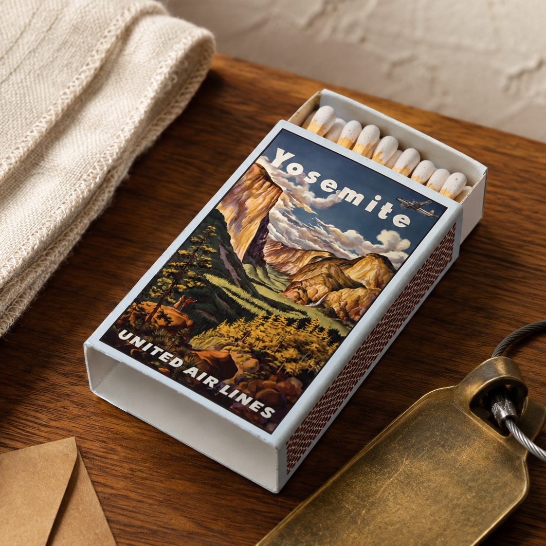 Yosemite Travel Poster Matchbook, Vintage National Park Collectible, Retro Matchbook Cover, Nature Lover Gift, Candle Lighting Accessory