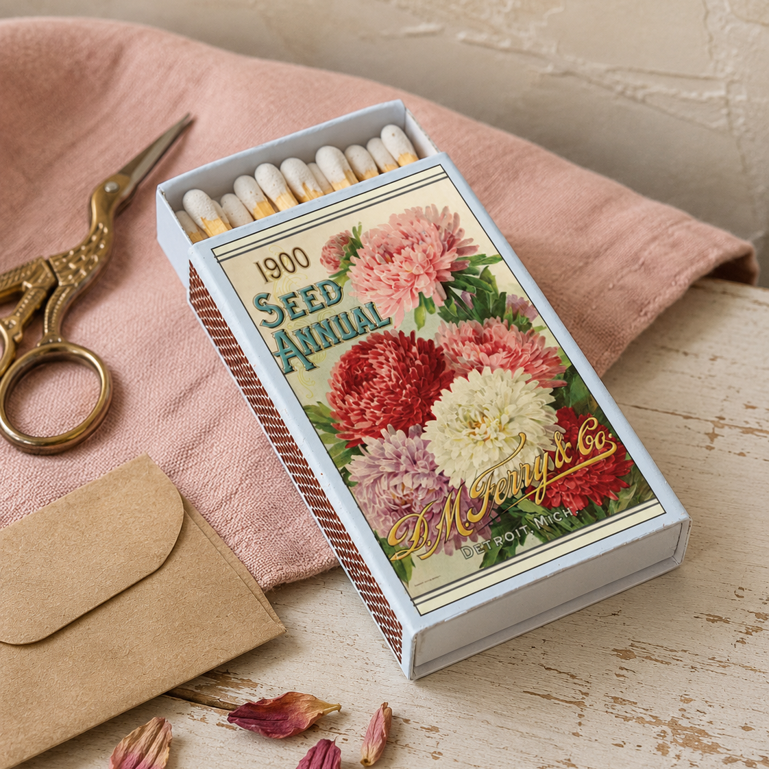 Flowers Seed Annual Matchbook, Vintage Garden Collectible, Retro Matchbook Cover, Floral Home Decor, Candle Lighting Accessory, Gardening Gift