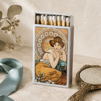 Mucha Topaz Matchbook, Art Nouveau Collectible, Vintage Matchbook Cover, Alphonse Mucha Art Decor, Candle & Incense Accessory, Art Lover Gift