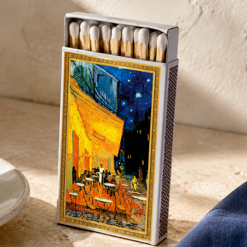 Van Gogh Café Terrace at Night Matchbook, Vintage Art Collectible, Home Decor for Candles, Art Lover Gift