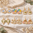 Colorful Dried Flower Resin Drop Earrings, Botanical Floral Jewelry, Nature Inspired Dangle Earrings, Gift for Her