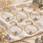 Encased Forget-Me-Not Adjustable Slider Bracelet, Floral Resin Jewelry, Botanical Gift for Her