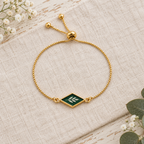 Geometric Botanical Leaf Slider Bracelet, Preserved Dried Flower Jewelry, Adjustable Nature Inspired Bracelet