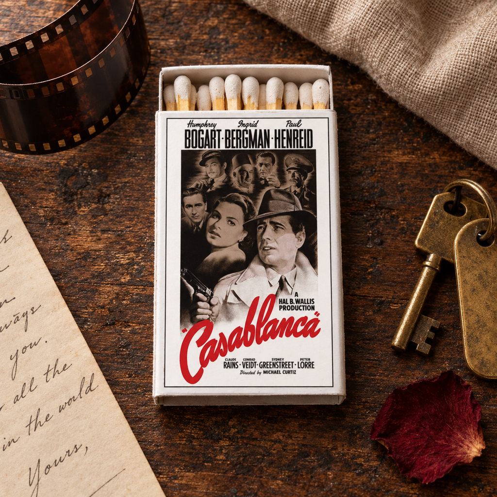 Casablanca Movie Matchbox – Classic Film Poster Matches, Vintage Hollywood Décor, Movie Lover Gift