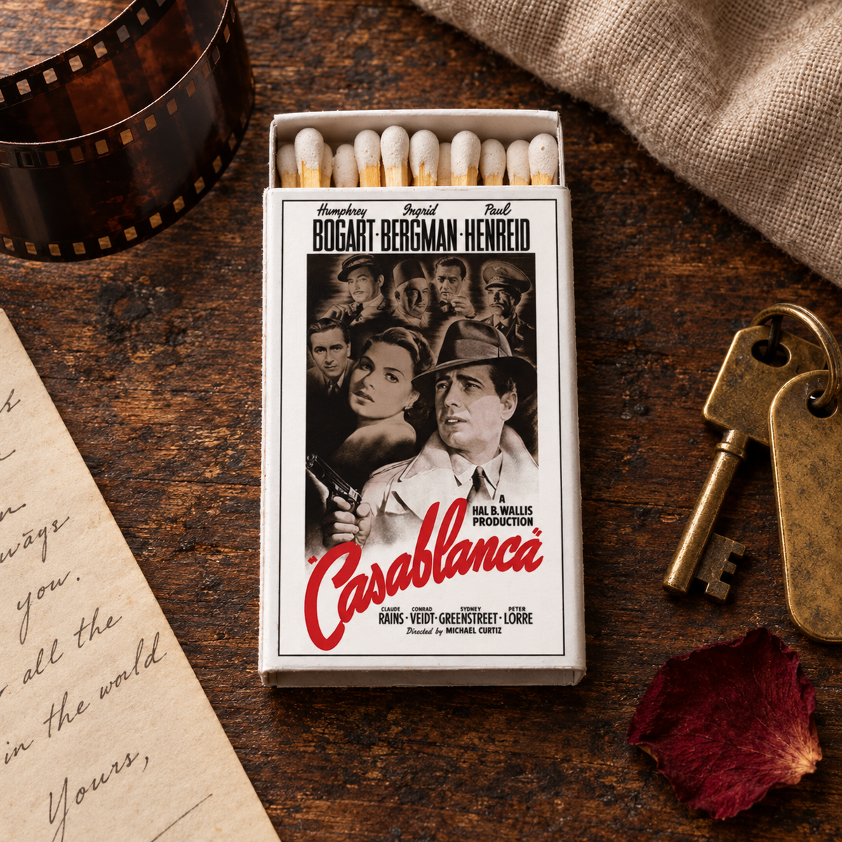 Casablanca Movie Matchbox – Classic Film Poster Matches, Vintage Hollywood Décor, Movie Lover Gift