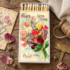Large Sweet Pea Flower Matchbox – 4-Inch Long Candle Matches, Botanical Home Décor, Floral Gardener Gift