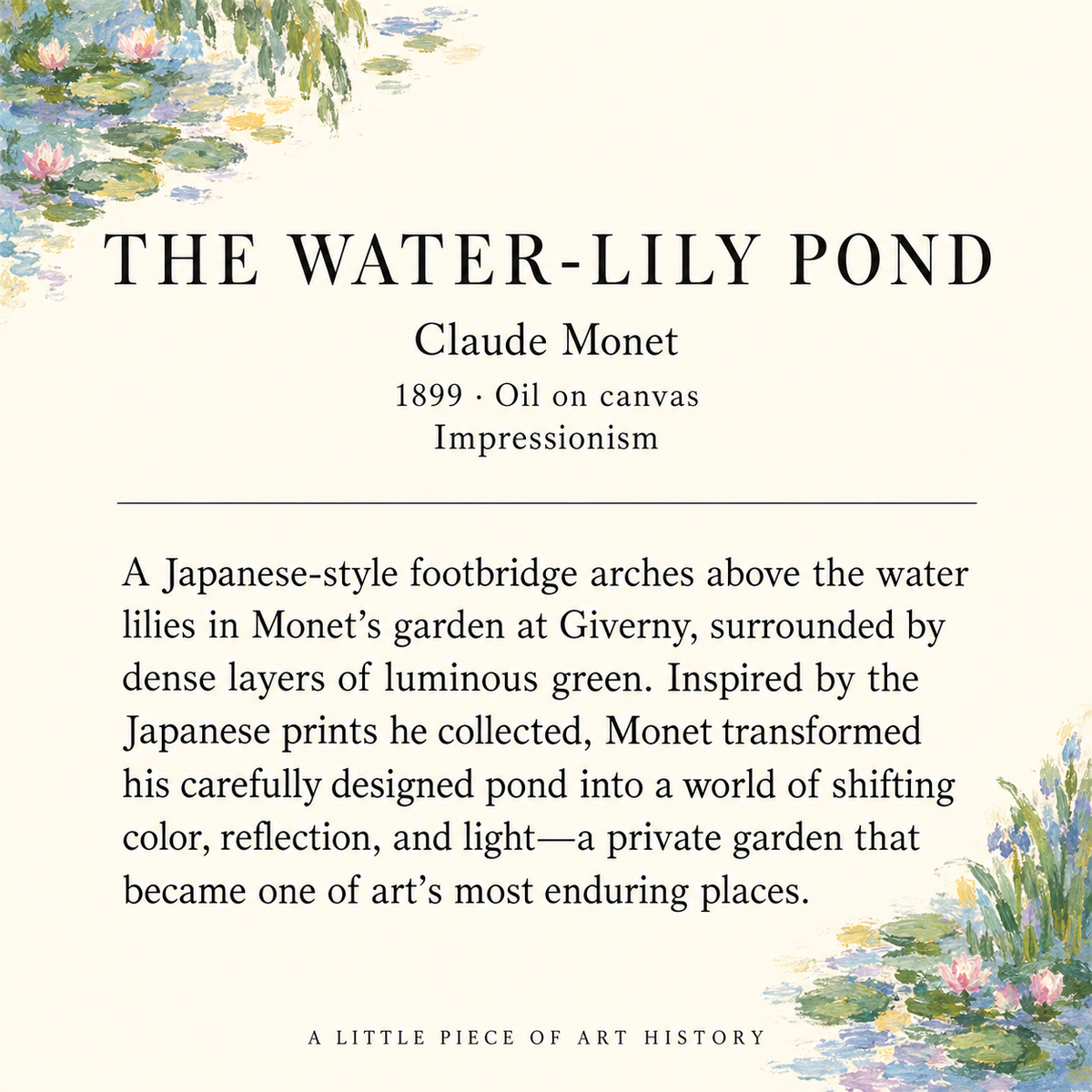 Monet Matchbook, Water Lily Pond Artwork, Vintage Art Collectible, Candle & Incense Accessory, Home Decor