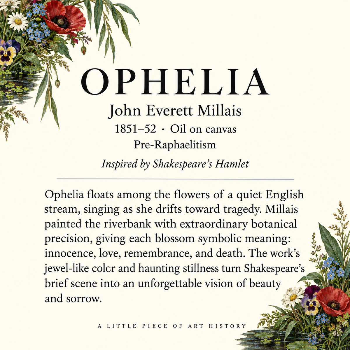 Ophelia by Millais Matchbook, Vintage Art Collectible, Pre-Raphaelite Matchbook Cover, Home Decor for Candles