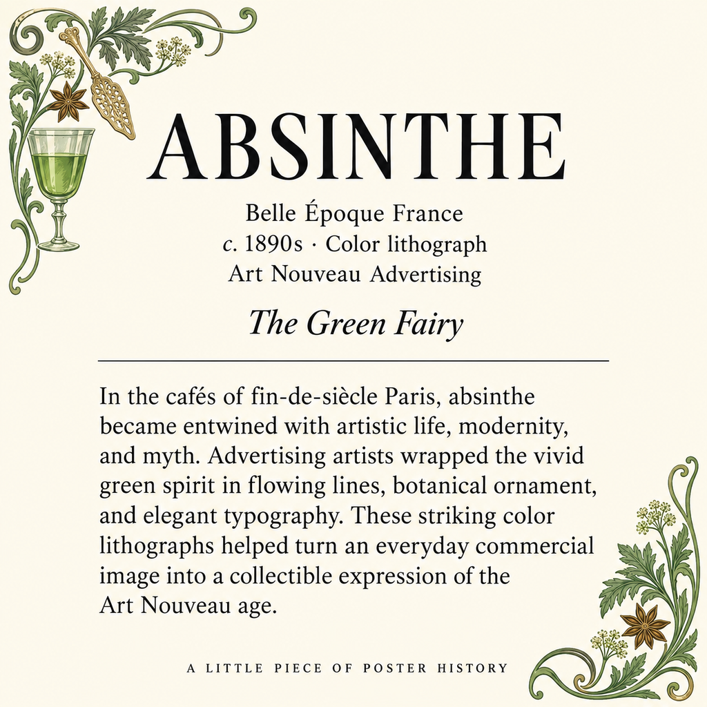 Absinthe Matchbook Cover, Vintage Art Nouveau Poster Collectible, Home Decor for Candles & Incense